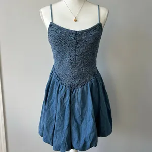 NWT American Eagle Denim Bubble Dress Strappy Mini Dress Country Western Small thumbnail 5