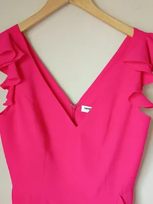 Amanda Uprichard Hot Pink Ruffle Romper Shorts Size Small thumbnail 2