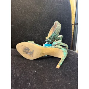 Topshop Teal Leopard Print Ankle Strap Stiletto Heels Women Size 37 Animal Print thumbnail 5