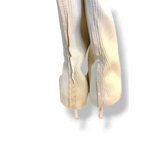 Cream Ribbed Knit Thigh High Boots Square Toe Stiletto Heel Size 9 thumbnail 6