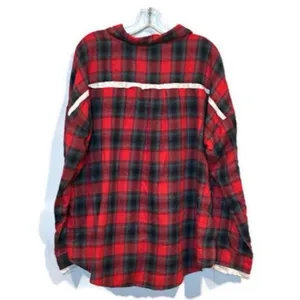 POL Button Front Lightweight Flannel Red and Black Plaid Shirt Size M thumbnail 2
