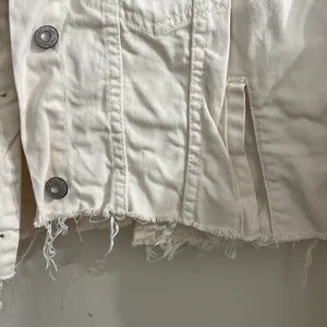 Free People White Distressed Cropped Jacket thumbnail 3