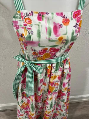Entro Floral Striped Tea Midi Dress Size Small thumbnail 3