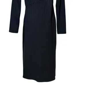 ASTR the Label Black Ribbed Asymmetrical Twist Midi Dress ADR100876-003 M thumbnail 4