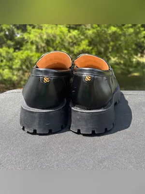 Sam & Libby Rylan Black Lug Sole Platform Chain Loafers Size 8.5 thumbnail 6