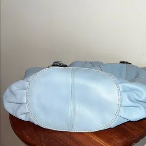 Tignanello rare Blue Leather Shoulder Bag multi striped interior thumbnail 4