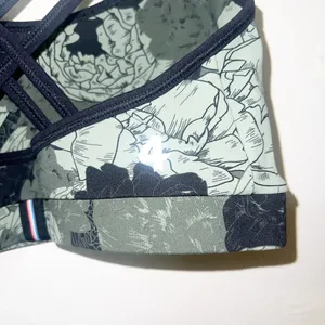 Four Laps vitality athletic fit peonies print thyme olive green new bra thumbnail 5