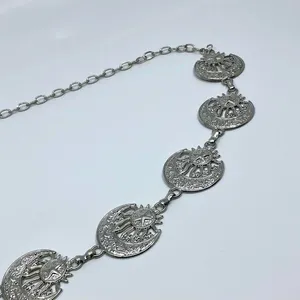 Vintage Y2K Celestial Silver Sun and Moon Chain Belt, 19.5–39 Inches, X7GA1149 thumbnail 8
