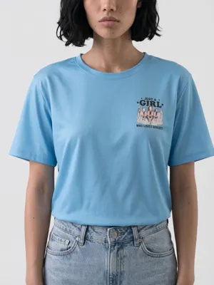 Light Blue 'Just a Girl Who Loves Horses' Graphic Tee Size L thumbnail 2
