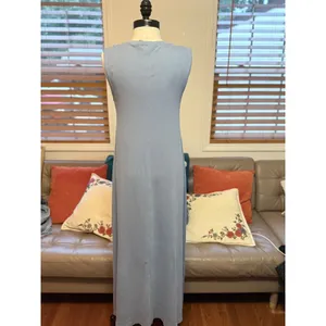 Parni Womens Light Blue Ribbed Sleeveless Maxi Dress Size S Crew Neck Seam thumbnail 4