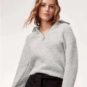 Aritzia Wilfred‎ Gwyneth Alpaca Wool Crop Quarter Zip Sweater O Ring Size XXS thumbnail 2