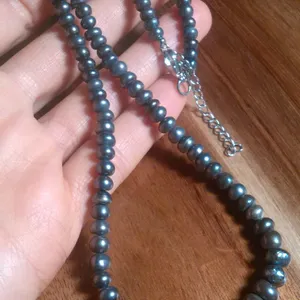 Elegant Grey Pearl Stainless Steel Necklace (18 Inches) thumbnail 3