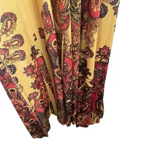 One World Women Maxi Dress S Yellow Batik Print Hippie Retro Boho‎ Jersey Resort thumbnail 5