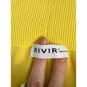 RIVIR Yellow High Rise Wide Leg Pull On Knit Pants Stretch Size Small thumbnail 4