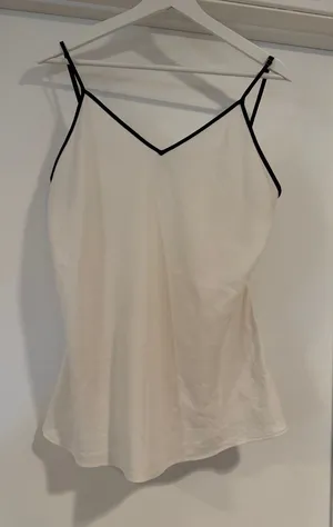 Ann Taylor White Cami with Black Contrast Trim thumbnail 1
