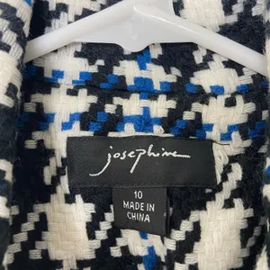 Josephine women’s black blue houndstooth jacket blazer button front‎ collar 10 thumbnail 4