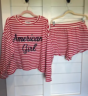 2 piece set Red Size L top M shorts thumbnail 1