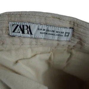 Zara Corduroy Pants Women Size 29 Tan Striped Pleated High Rise Tapered Casual thumbnail 6