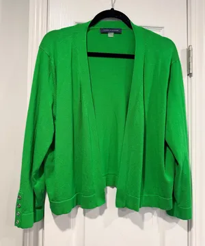 Tommy Hilfiger Size XL Kelly Green Open Front Cardigan Sweater Button Cuff thumbnail 1