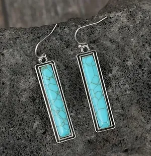 NEW Pair of vintage style BOHO earrings, dangle turquoise earrings, western thumbnail 4