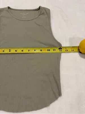 American Eagle Sage Green Ribbed High Neck Tank Top - Small thumbnail 3