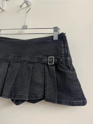 BDG Shaina Micro Mini Skort in Black Denim Size XS thumbnail 5
