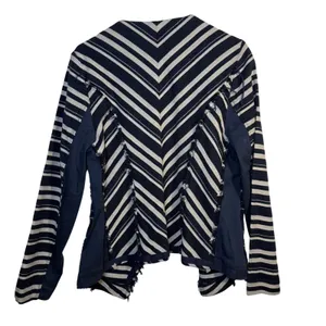 Lane Bryant Women's Navy Cream Striped‎ Open Front Fringed Jacket Size 14 thumbnail 6