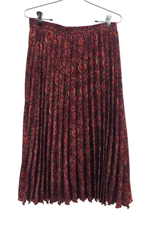 Max Studio Skirt Womens L 9712V19 Burgundy Paisley Pleated Midi NEW thumbnail 1