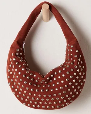 Free People Understated Leather Studded Shoulder Bag in Cognac $398R NWT thumbnail 1