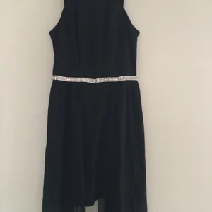 High Low Black Dress With Rhinestone Neckline S/M thumbnail 4