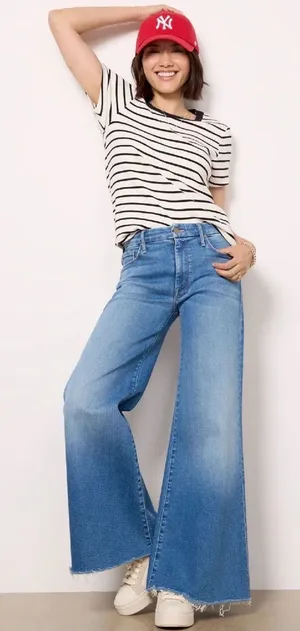 MOTHER The Roller Fray Wide Leg Jeans in Fan Favorite Sz 28 thumbnail 1