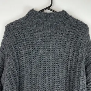 Aerie Grey Chunky Knit Mock Neck Wool Alpaca Sweater thumbnail 4