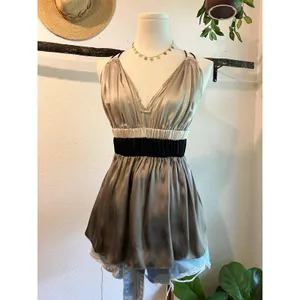 Lanvin Paris Silver Metallic Silk Babydoll Tank Top Blouse Size Medium France thumbnail 12