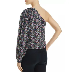 Frame One Shoulder Top Womens M Coastal Blue Multicolor Floral‎ Boho Chic ASO thumbnail 5