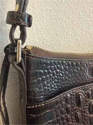 Brahmin Katie Crossbody Bag in Chocolate Melbourne Croc-Embossed Leather thumbnail 3