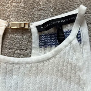 White House Black Market blue/white sleeveless sweater sz S thumbnail 3