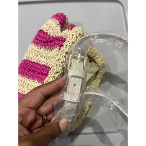 NWT Ann Taylor Loft Woven Straw Dumpling Handbag thumbnail 4