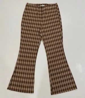 Stitch & Pine Brown Plaid Flare Pants Women’s Small Retro Bell Bottom Checkered thumbnail 1