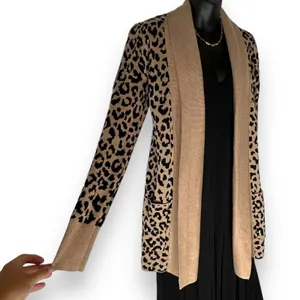 KAISLEY Leopard Print‎ Cardigan Duster Size Small Tan Brown Black thumbnail 4