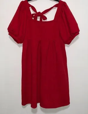Listicle red babydoll dress with pockets & tie back woman size MEDIUM thumbnail 1