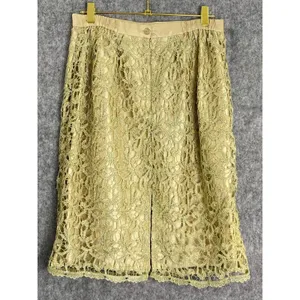 GMI Gold Lace Overlay Skirt Women's Size 12 Pencil Lined Career thumbnail 2