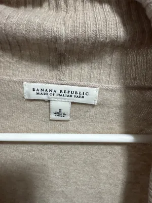 Banana Republic Light Beige Open-Front Shawl Collar Cardigan thumbnail 2