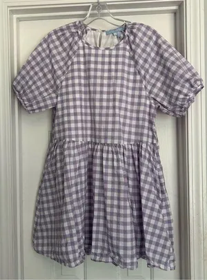 Hill House Tuckernuck Purple Gingham Print Adeline Babydoll Dress Swedish Dot thumbnail 1