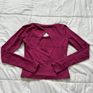 Zobha Womens Long Sleeve Activewear Top Magenta Open Back Thumbholes Medium thumbnail 7