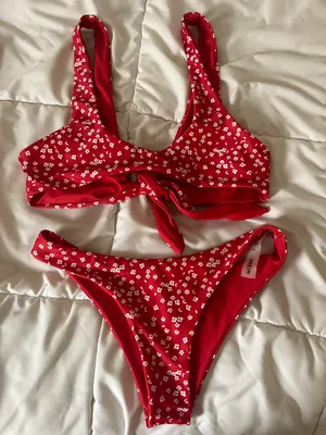 SheIn Red Floral Bikini thumbnail 2