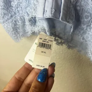 Aerie light blue lace V neckline plunge bralette NEW XL thumbnail 6