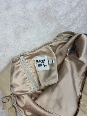 Princess Polly Beige Corset Open Back Crop Top w/ Satin Like Interior & Hook Closure thumbnail 3