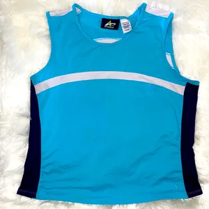 Athletech Blue and White Sleeveless Athletic Top Size L thumbnail 1