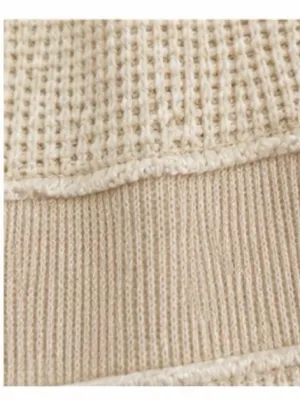 Earthbound Trading Company Cream Mixed-Knit V-Neck Sweater — Size Medium thumbnail 6