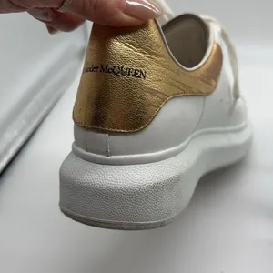 Alexander McQueen Metallic Gold & White Oversized Lace Up Sneakers Size 39 thumbnail 16